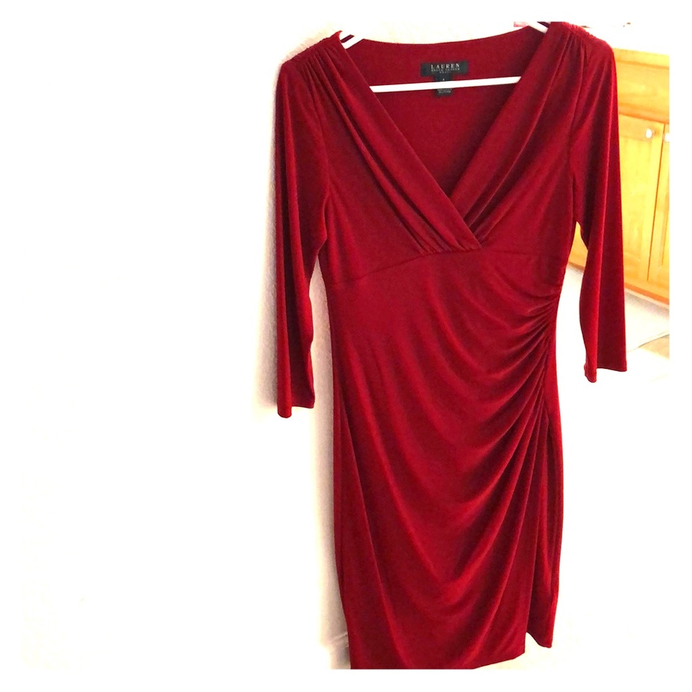 RED 3/4 length sleeve Ralph Lauren dress size 4